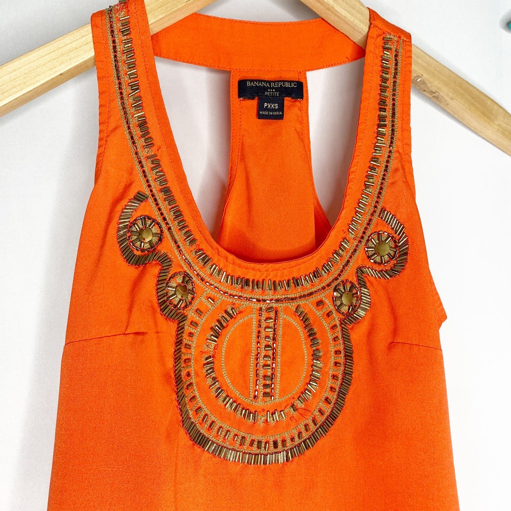 SALE | BANANA REPUBLIC | Orange Beaded Halter Tank -PXXS - Picture 5 of 5
